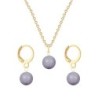 June Birthpearl Gold Plated Premium Steel Mauve 8mm Austrian Crystal Pearl Pendant With Earrings Set