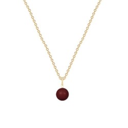 Gold Plated Premium Steel January Birthpearl Bordeaux 8mm Simply Crystal Pearl Necklace (Made In Japan)