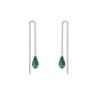 White Gold Plated Emerald Teardrop Crystal Thread Dangling Earrings Embellished with Premium Grade Austrian Crystals