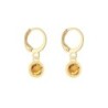 18K Gold Plated Topaz Crystal Slim Hoop Earrings Embellished with Premium Grade Austrian Crystals (Made In Japan)