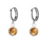 18K White Gold Plated Topaz Crystal Hoop Earrings Embellished with Premium Grade Austrian Crystals