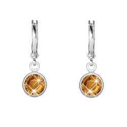 18K White Gold Plated Topaz Crystal Hoop Earrings Embellished with Premium Grade Austrian Crystals