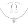 BeCharmed Pave Crystal AB Bead Slim Premium Steel Necklace With Earrings Set Embellished with Austrian Crystals