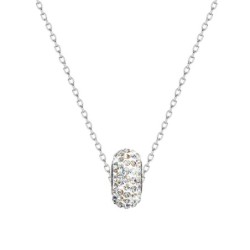 BeCharmed Pave Crystal AB Bead Slim Premium Steel Necklace With Earrings Set Embellished with Austrian Crystals