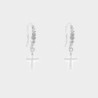 Limited Edition 18K White Gold Plated Luxurious Trendy Frost Clear Cross Earrings Embellished with Austrian Crystals