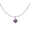 February Birthstone Amethyst Princess Cut Crystal Pendant Necklace Embellished With Premium Grade Austrian Crystal