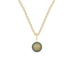 Gold Plated Premium Steel August Birthpearl Iridescent Green 8mm Simply Crystal Pearl Necklace (Made In Japan)