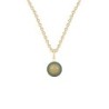 Gold Plated Premium Steel August Birthpearl Iridescent Green 8mm Simply Crystal Pearl Necklace (Made In Japan)