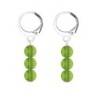 Premium Stainless Steel Hoop Fern Green Trilogy Globe Crystals Earrings (Made In Japan)