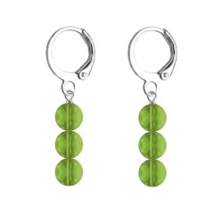 Premium Stainless Steel Hoop Fern Green Trilogy Globe Crystals Earrings (Made In Japan)