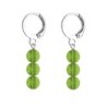 Premium Stainless Steel Hoop Fern Green Trilogy Globe Crystals Earrings (Made In Japan)