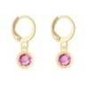 18K Gold Plated Rose Pink Crystal Slim Hoop Earrings Embellished with Premium Grade Austrian Crystals (Made In Japan)