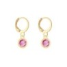 18K Gold Plated Rose Pink Crystal Slim Hoop Earrings Embellished with Premium Grade Austrian Crystals (Made In Japan)