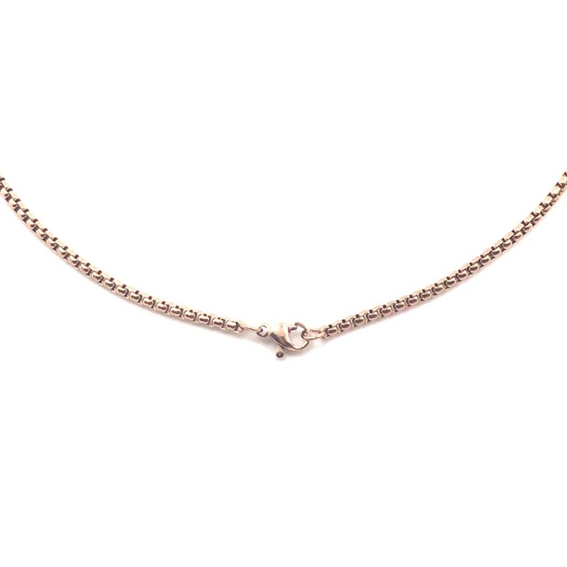 Premium Rose Gold Plated Stainless Steel Round Box Design Standard Necklace Chain  (Made in Japan)