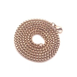 Premium Rose Gold Plated Stainless Steel Round Box Design Standard Necklace Chain  (Made in Japan)