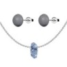 Denim Blue Fortune Bead Premium Steel Necklace With Dark Grey Pearl Earrings Set Embellished with Austrian Crystals