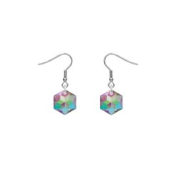 Hexagon Star Crystal Paradise Shine Steel Earrings Embellished with Premium Grade Austrian Crystals (Made In Japan)