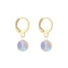 Gold Plated Premium Steel Pearlescent White Crystal Pearl Pendant With Paradise Shine Austria Globe Hoop Earrings Set