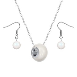 Crystal BeCharmed Pearl White Premium Steel Jewellery Set Embellished with Premium Grade Austrian Crystal Pearls