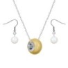 Crystal BeCharmed Pearl Gold Premium Steel Jewellery Set Embellished with Premium Grade Austrian Crystal Pearls