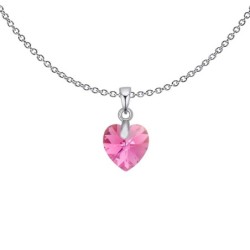 XILION Rose Aurora Borealis Heart Dainty Pendant Necklace Embellished with Premium Grade Austrian Crystal