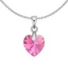 XILION Rose Aurora Borealis Heart Dainty Pendant Necklace Embellished with Premium Grade Austrian Crystal