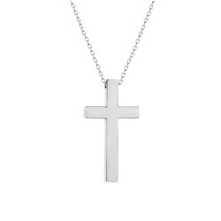 Premium Polished Steel Medium Size Purely Cross Necklace Chain (Made In Japan)