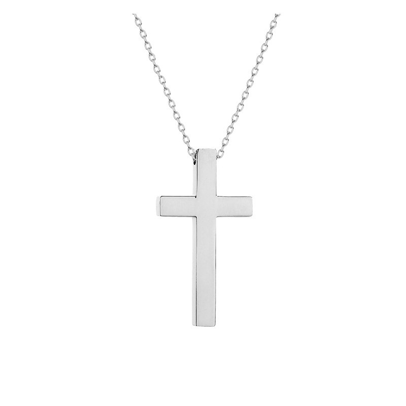 Premium Polished Steel Medium Size Purely Cross Necklace Chain (Made In Japan)