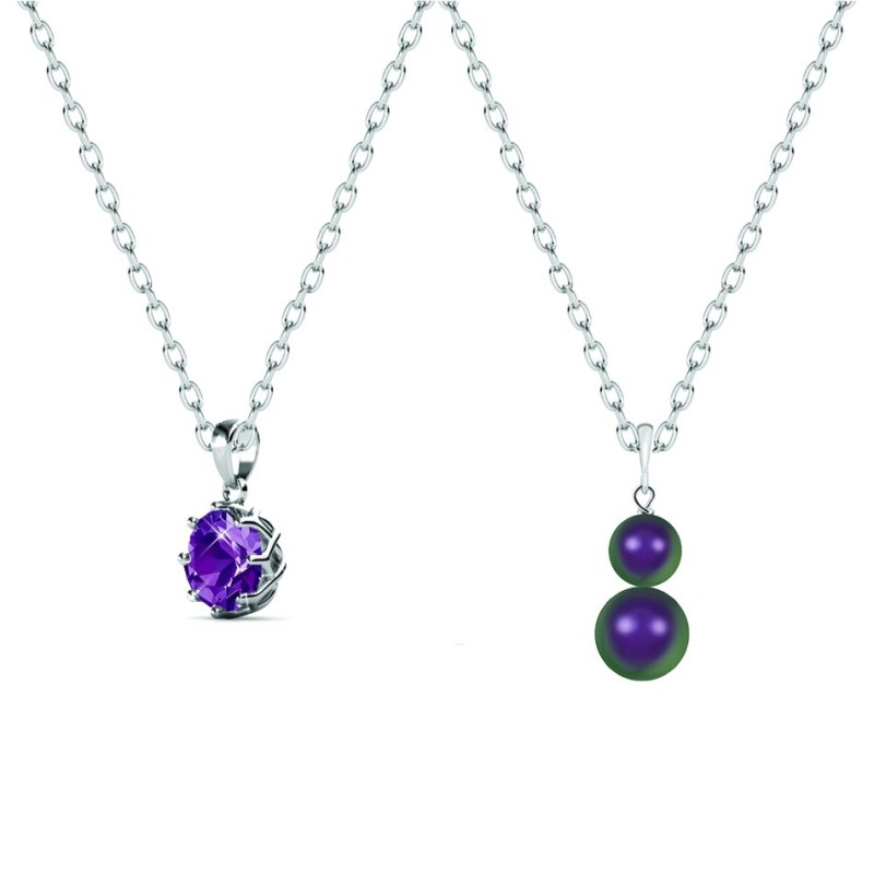 February Birth Month Exclusive Pendant Necklaces Bundle Jewellery Set Embellished with Premium Grade Austrian Crystals