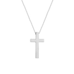 Premium Polished Steel Medium Size Purely Cross Necklace Chain (Made In Japan)