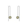 White Gold Plated August Birthpearl Iridescent Green Crystal Pearl Thread Dangling Earrings