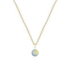 Gold Plated Premium Steel Iridescent Green 8mm Austria Globe Pendant With Light Blue Crystal Pearl Hoop Earrings Set