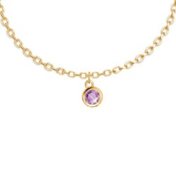 18K Gold Plated Elegant Round Light Amethyst Crystal Bracelet Embellished with Premium Grade Austrian Crystal