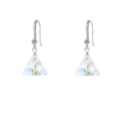 Crystal AB XILION Triangle Elegant 18K White Gold Plated Earrings Embellished with Premium Grade Austrian Crystals