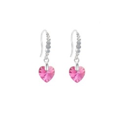 Limited Edition 18K White Gold Plated Luxurious Rose AB Heart Crystal Earrings Embellished with Austrian Crystals