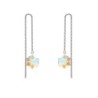 White Gold Plated Hexagon Star Crystal Blue AB Thread Dangling Earrings ( Made In Japan )