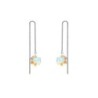 White Gold Plated Hexagon Star Crystal Blue AB Thread Dangling Earrings ( Made In Japan )