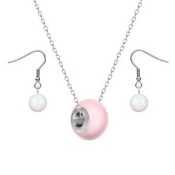 Crystal BeCharmed Pearl Pastel Rose Premium Steel Jewellery Set Embellished with Premium Grade Austrian Crystal Pearls