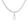 18k White Gold Plated Clear Crystal Teardrop Pendant Ball Chain Necklace Embellished with Austrian Crystal