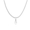 18k White Gold Plated Clear Crystal Teardrop Pendant Ball Chain Necklace Embellished with Austrian Crystal