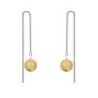 White Gold Plated November Birthpearl Gold Crystal Pearl Thread Dangling Earrings