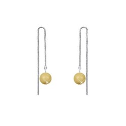 White Gold Plated November Birthpearl Gold Crystal Pearl Thread Dangling Earrings