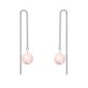 White Gold Plated October Birthpearl Rosaline Crystal Pearl Thread Dangling Earrings