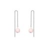 White Gold Plated October Birthpearl Rosaline Crystal Pearl Thread Dangling Earrings