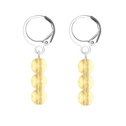 Premium Stainless Steel Hoop Golden Shadow Trilogy Globe Crystals Earrings (Made In Japan)