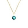 Gold Plated Premium Steel 2023 New Colour Iridescent Dark Turquoise 8mm Simply Crystal Pearl Necklace (Made In Japan)