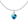 XILION Bermuda Blue Heart Dainty Pendant Necklace Embellished with Premium Grade Austrian Crystal