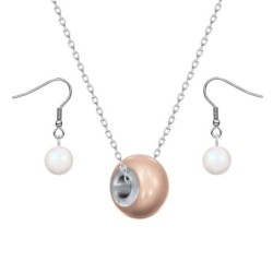 Crystal BeCharmed Pearl Rose Gold Premium Steel Jewellery Set Embellished with Premium Grade Austrian Crystal Pearls