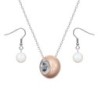 Crystal BeCharmed Pearl Rose Gold Premium Steel Jewellery Set Embellished with Premium Grade Austrian Crystal Pearls