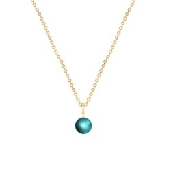 Gold Plated Premium Steel 2023 New Colour Iridescent Dark Turquoise 8mm Simply Crystal Pearl Necklace (Made In Japan)